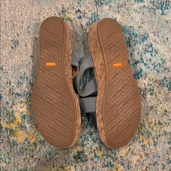 Hush Puppies Navy and Gray Wedge Shoes with Cork Sole - Picture 2 of 2